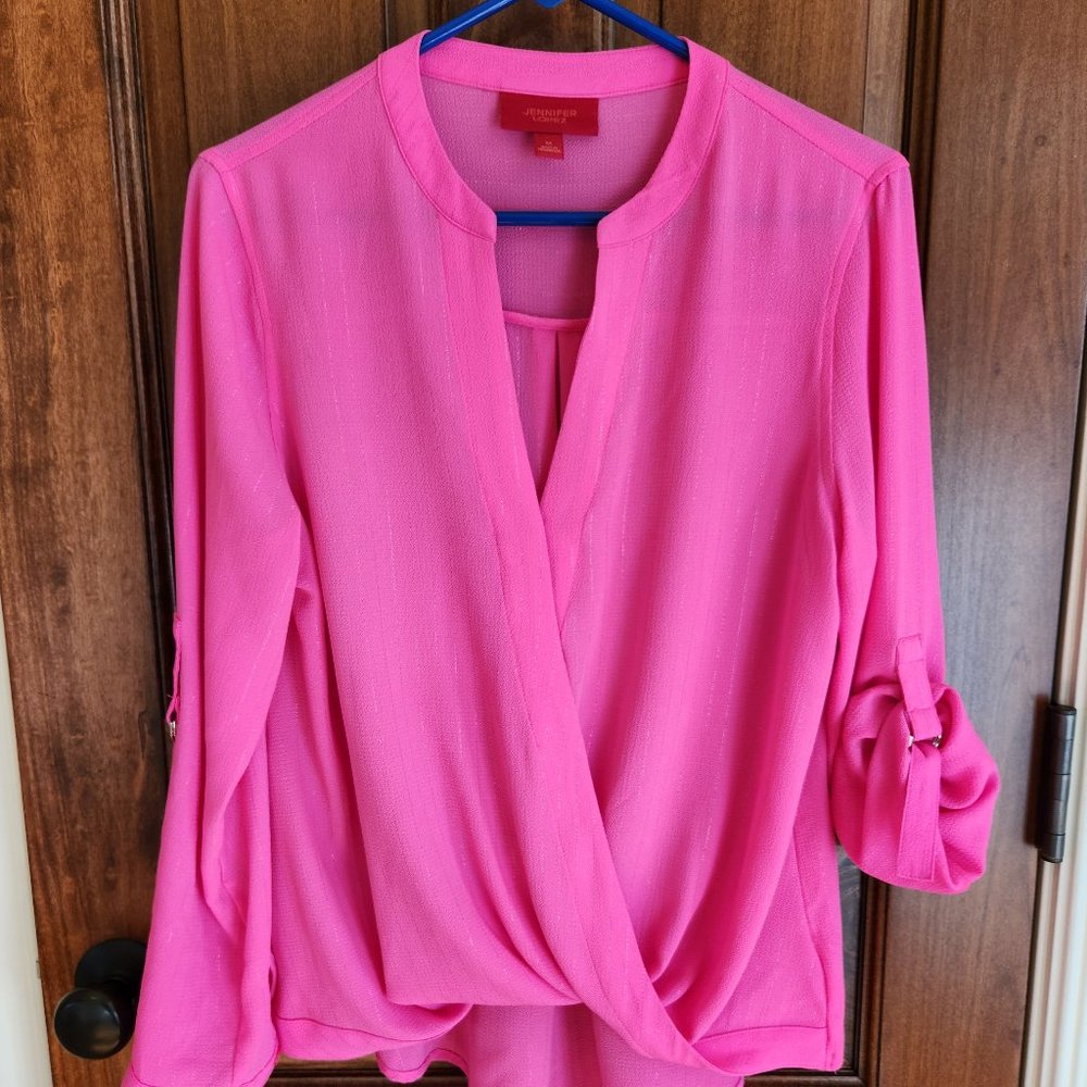 Jennifer Lopez Sparkle Pink Blouse